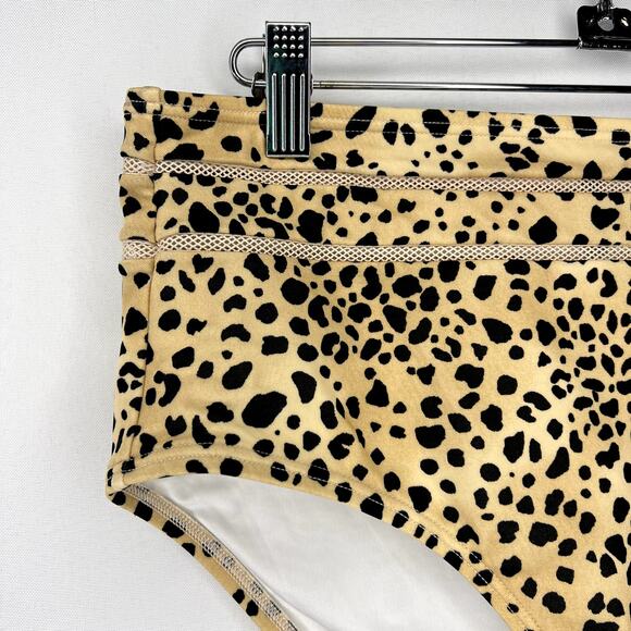 Victoria's Secret Leopard Print Mesh Inset High Waist Bikini Bottom Size Large - Picture 3 of 11